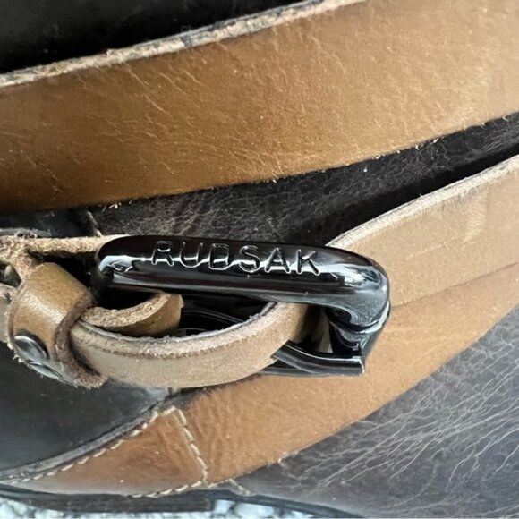 RUDSAK Montreal brown leather distressed buckle moto ankle boots 38 - Picture 5 of 13